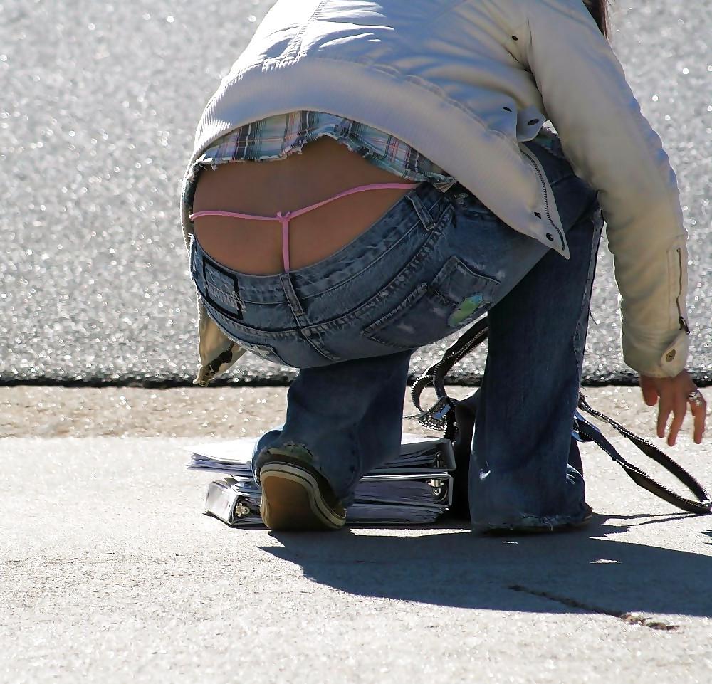 15P Amateur thong peeks, slips and ass. 