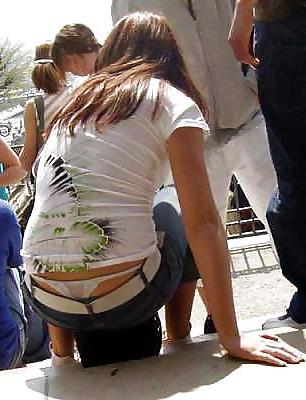 15P Amateur thong peeks, slips and ass. 