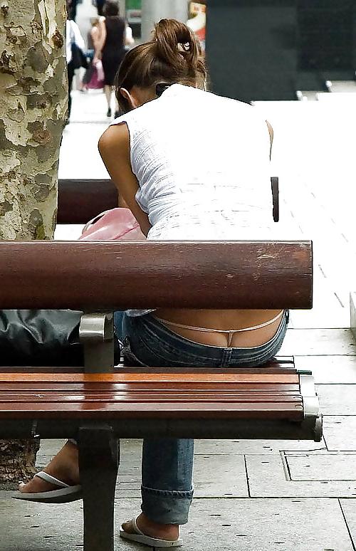 15P Amateur thong peeks, slips and ass. 