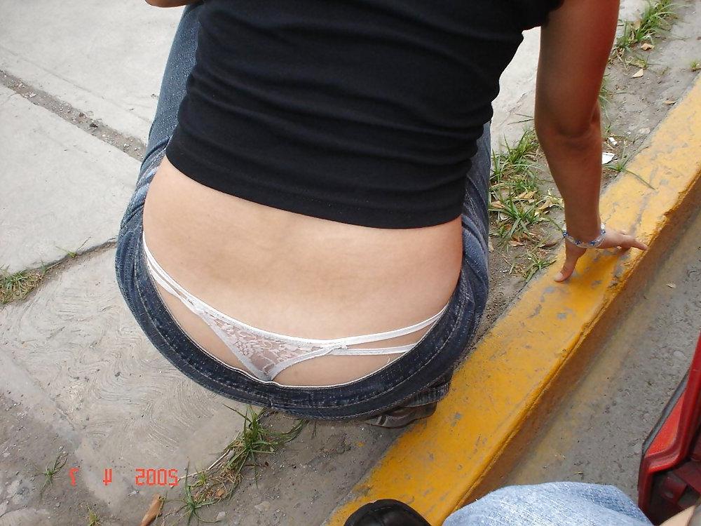 15P Amateur thong peeks, slips and ass. 