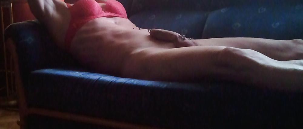 12P Black stocking and thong.