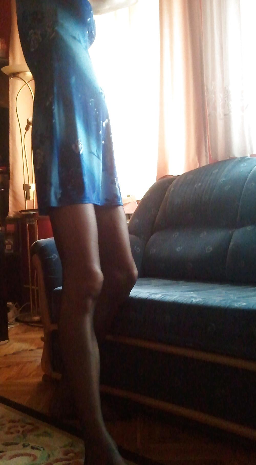 12P Black stocking and thong.