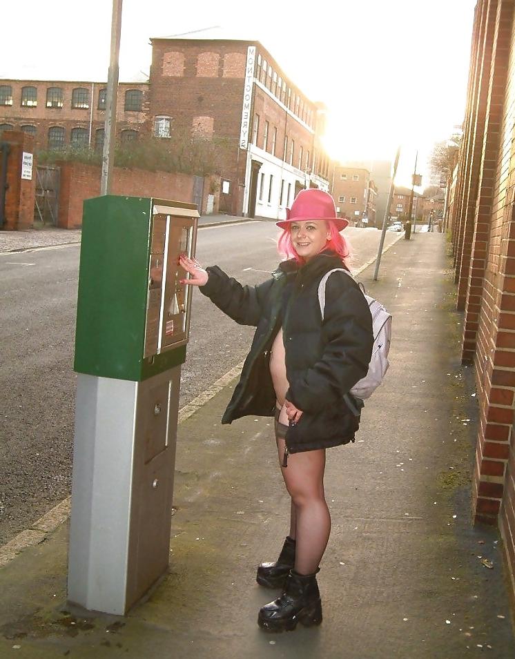 16P Slutty pink haired preggo flashing