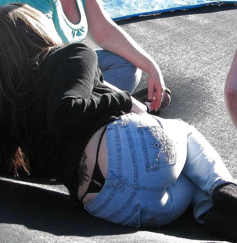 15P Amateur thong peeks, slips and ass. 