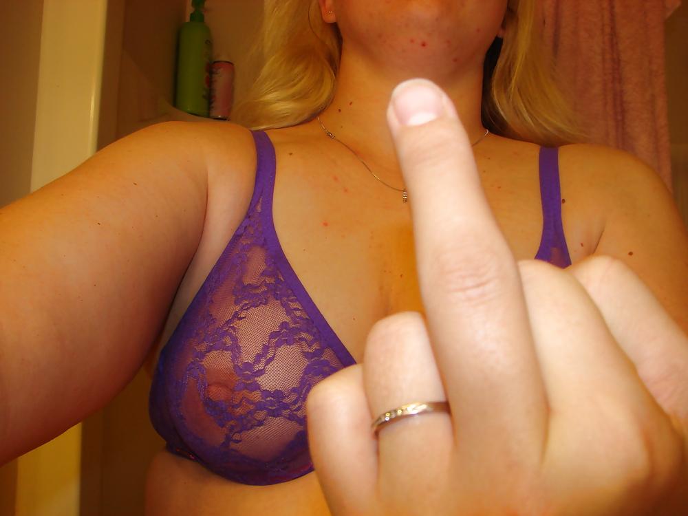 15P Wife giving me the finger tits in the background..