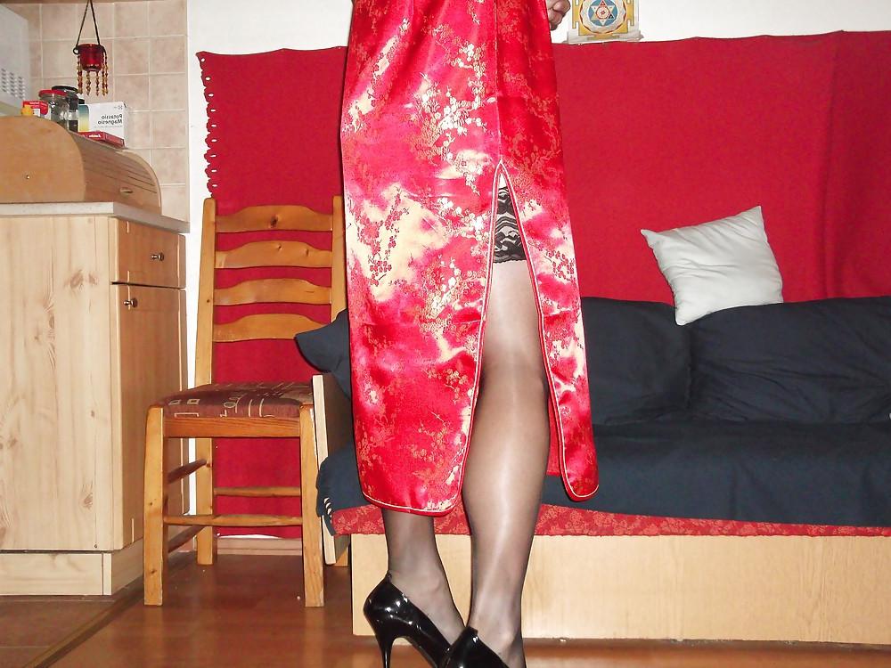 21P Red satin (silk) chinese dress - cheongsam (qipao)