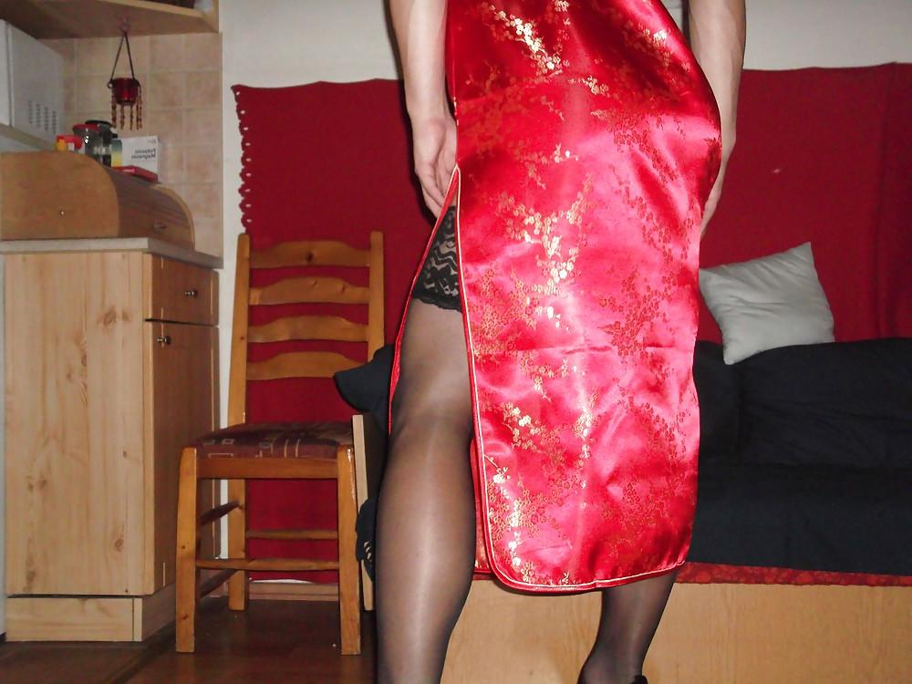 21P Red satin (silk) chinese dress - cheongsam (qipao)