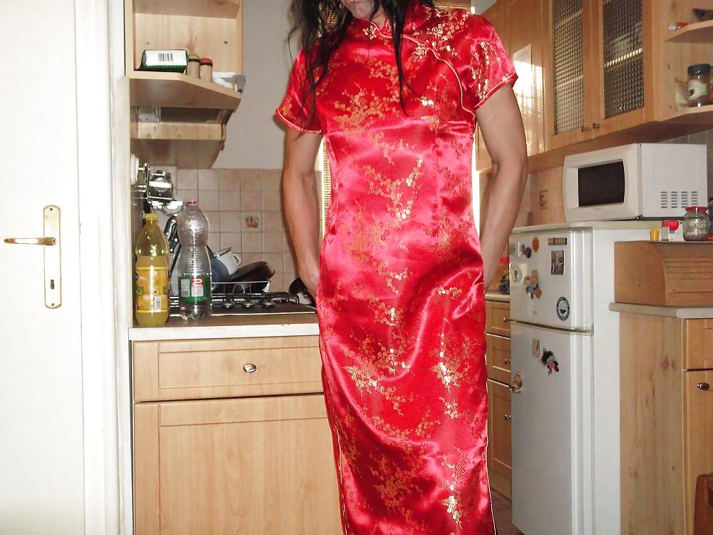 21P Red satin (silk) chinese dress - cheongsam (qipao)