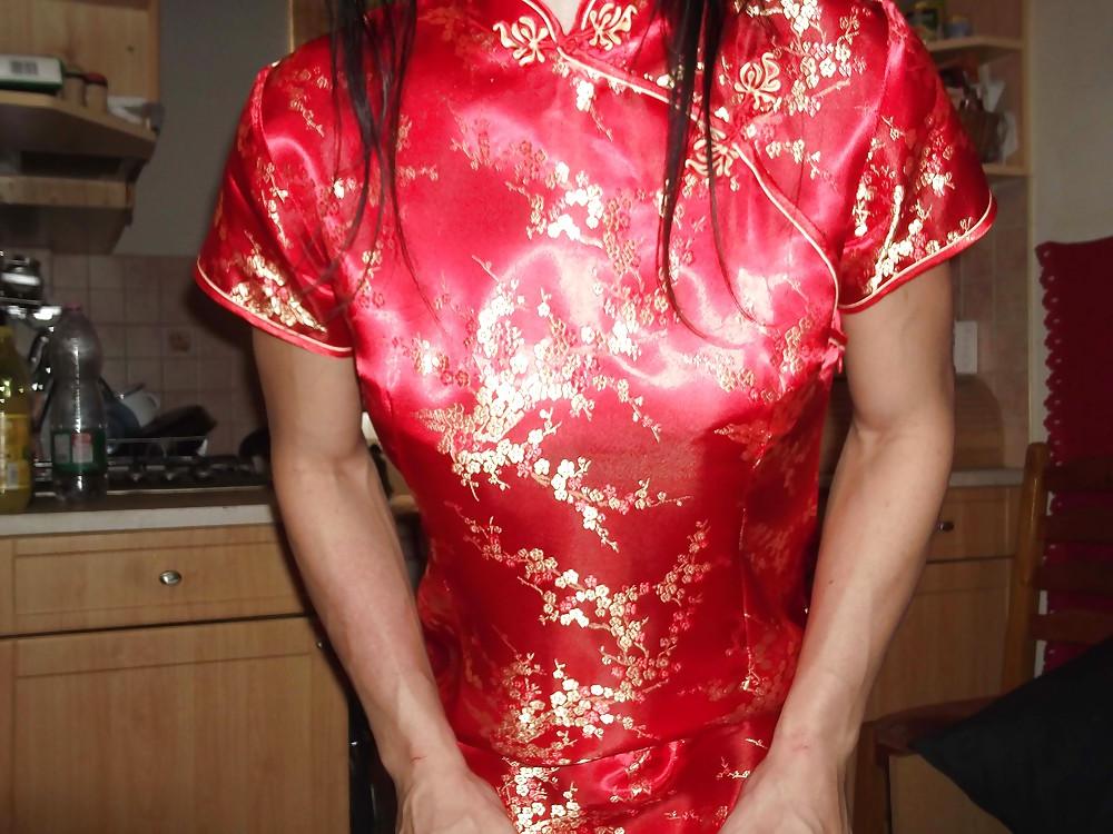 21P Red satin (silk) chinese dress - cheongsam (qipao)