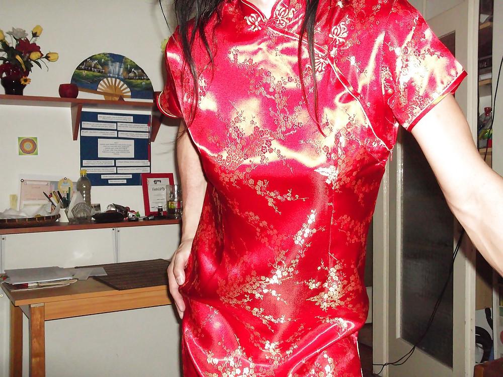 21P Red satin (silk) chinese dress - cheongsam (qipao)