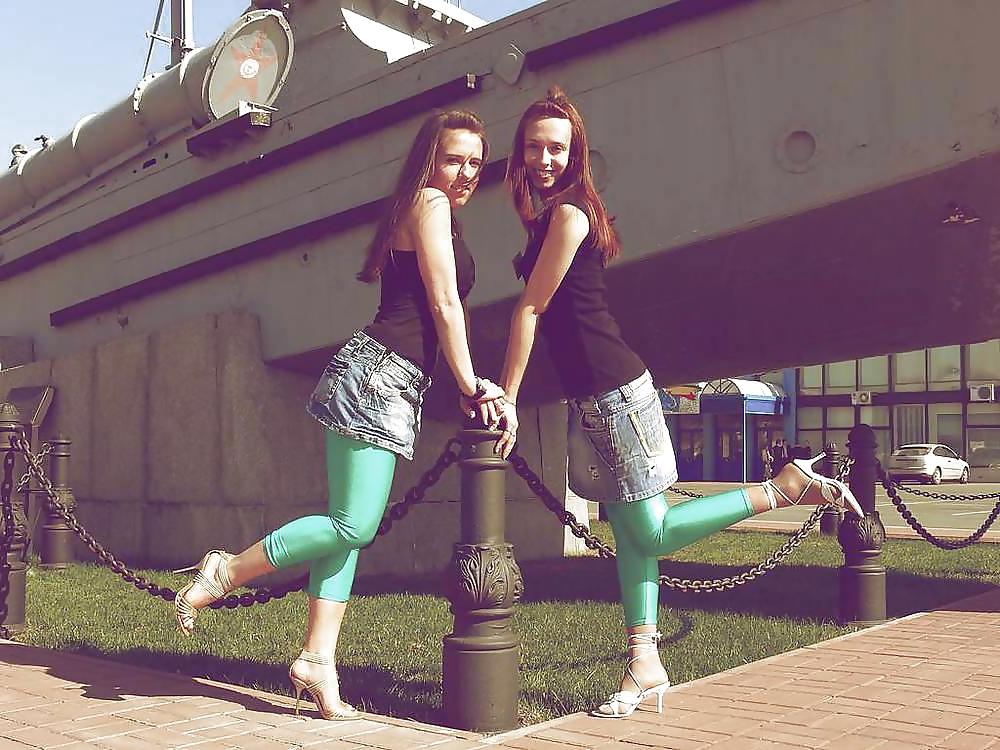 12P Leggings-Girl - Green Leggings with Jeans-Skirt
