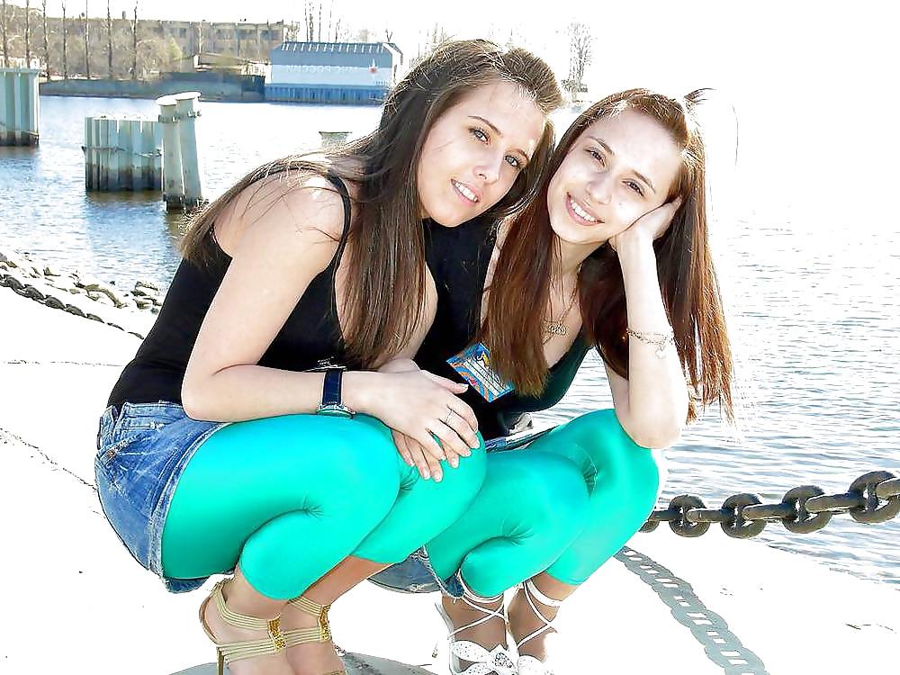 12P Leggings-Girl - Green Leggings with Jeans-Skirt