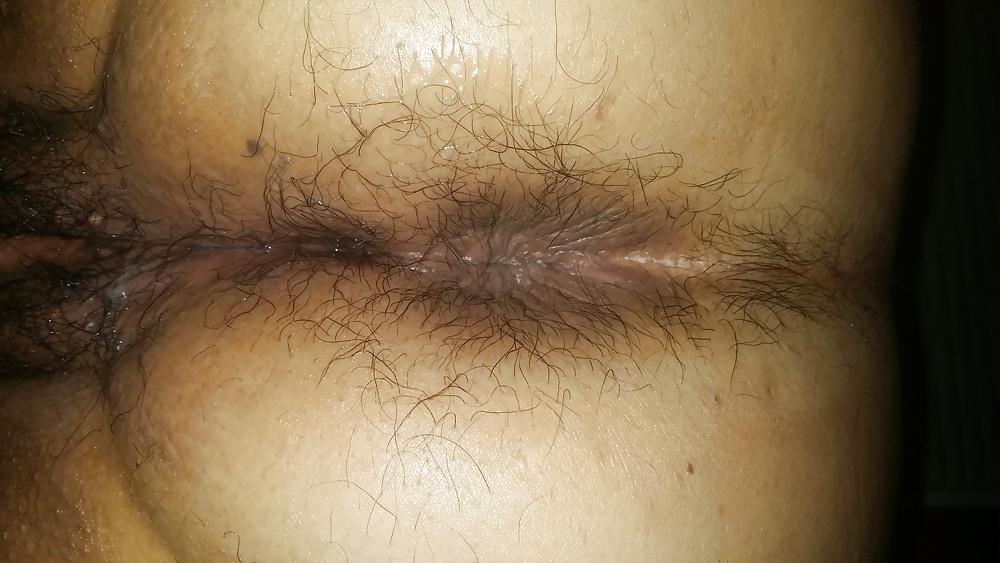 5P latina  bbw hairy anus  and freshly fucked hairy pussy. 