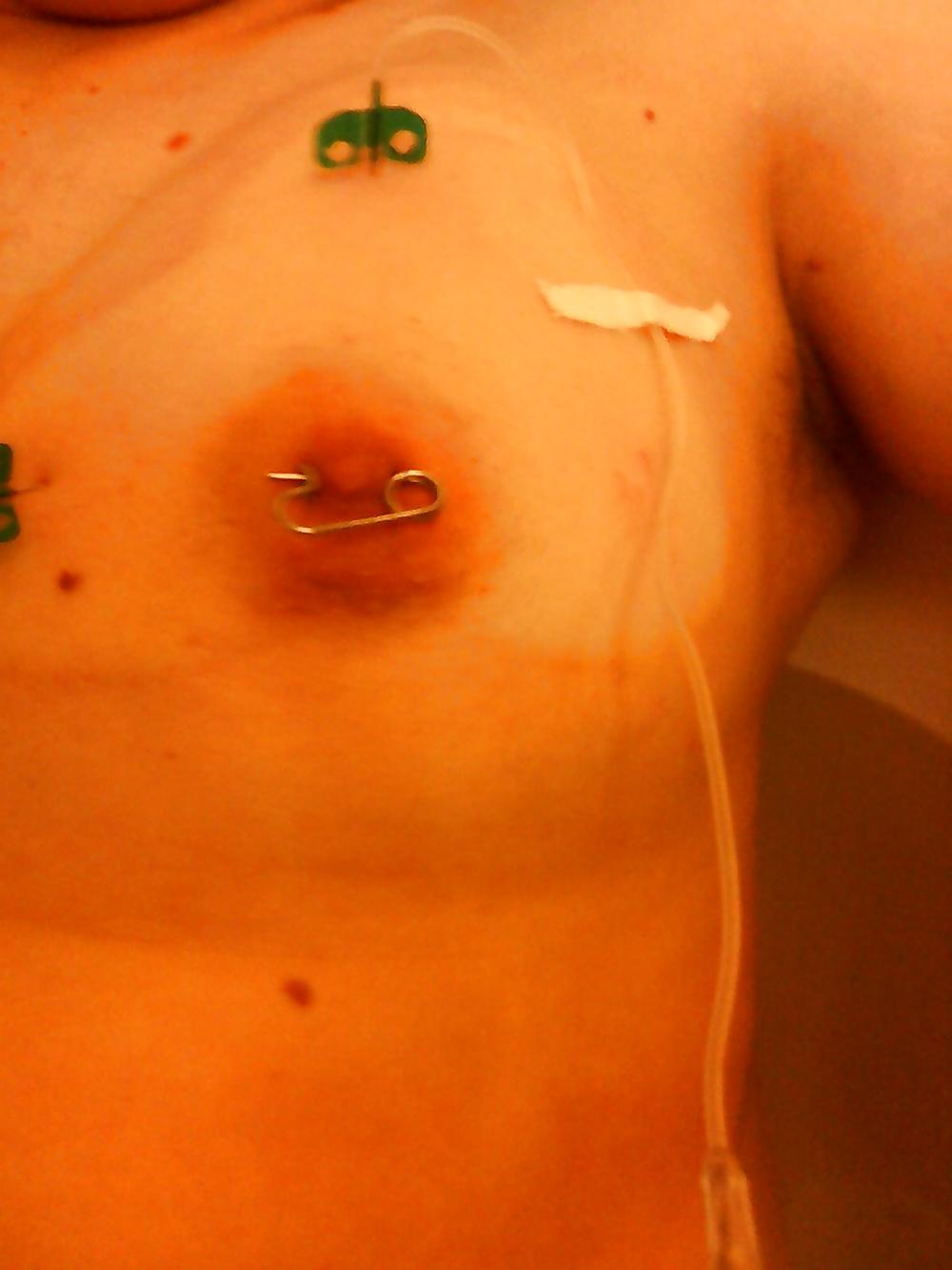 18P Saline breast crossdreser high heels nipple piercing play