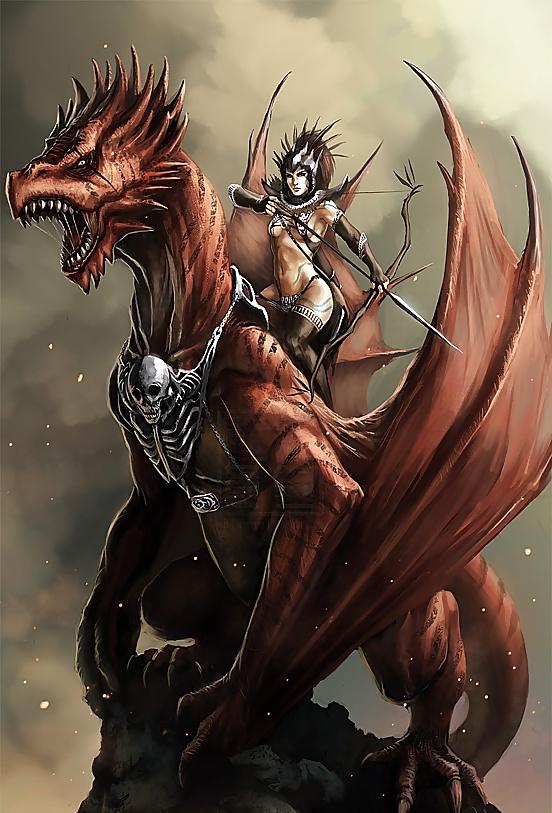 12P Fantasy Women Dragonriders