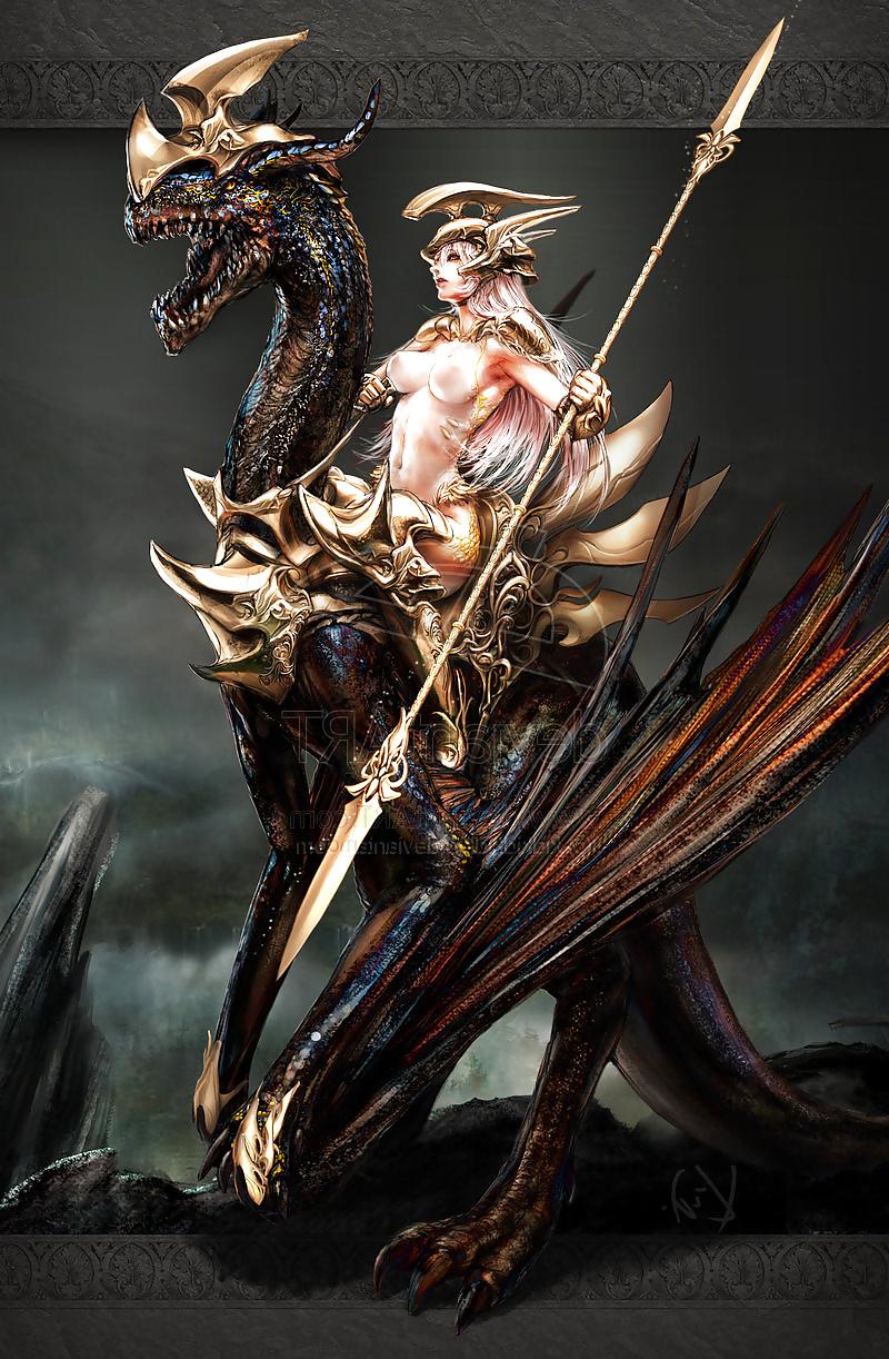 12P Fantasy Women Dragonriders