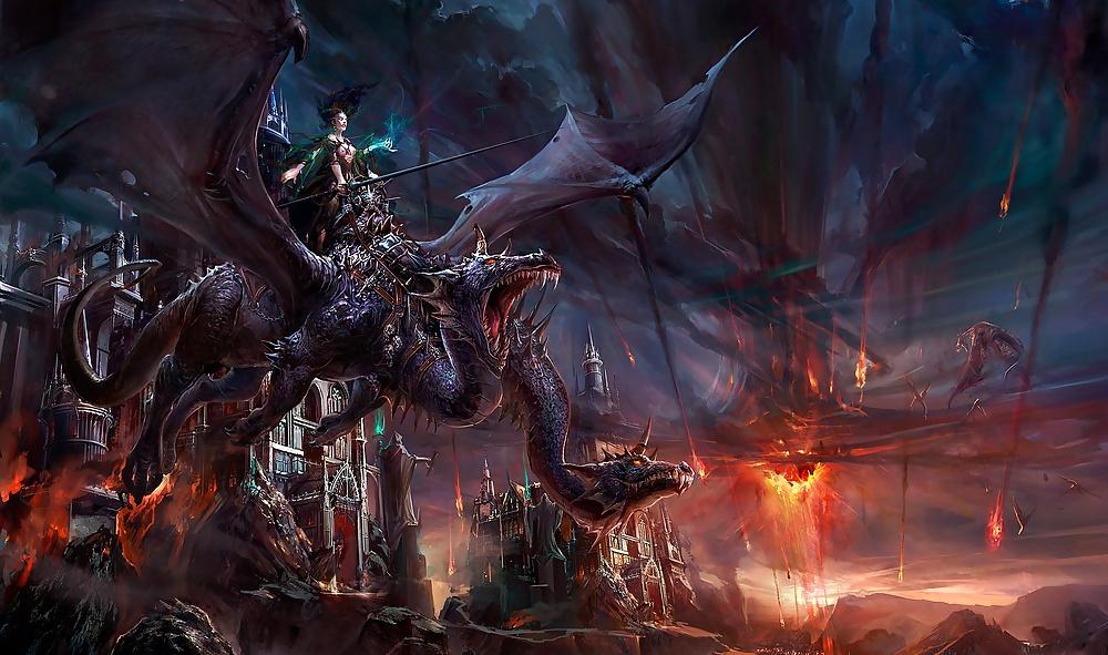 12P Fantasy Women Dragonriders