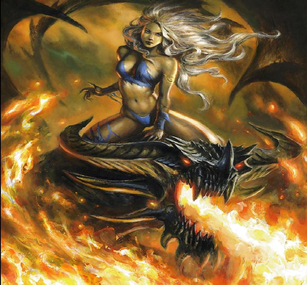 12P Fantasy Women Dragonriders