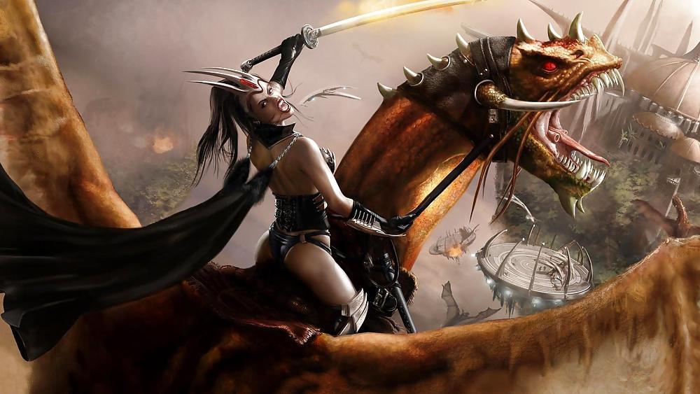 12P Fantasy Women Dragonriders