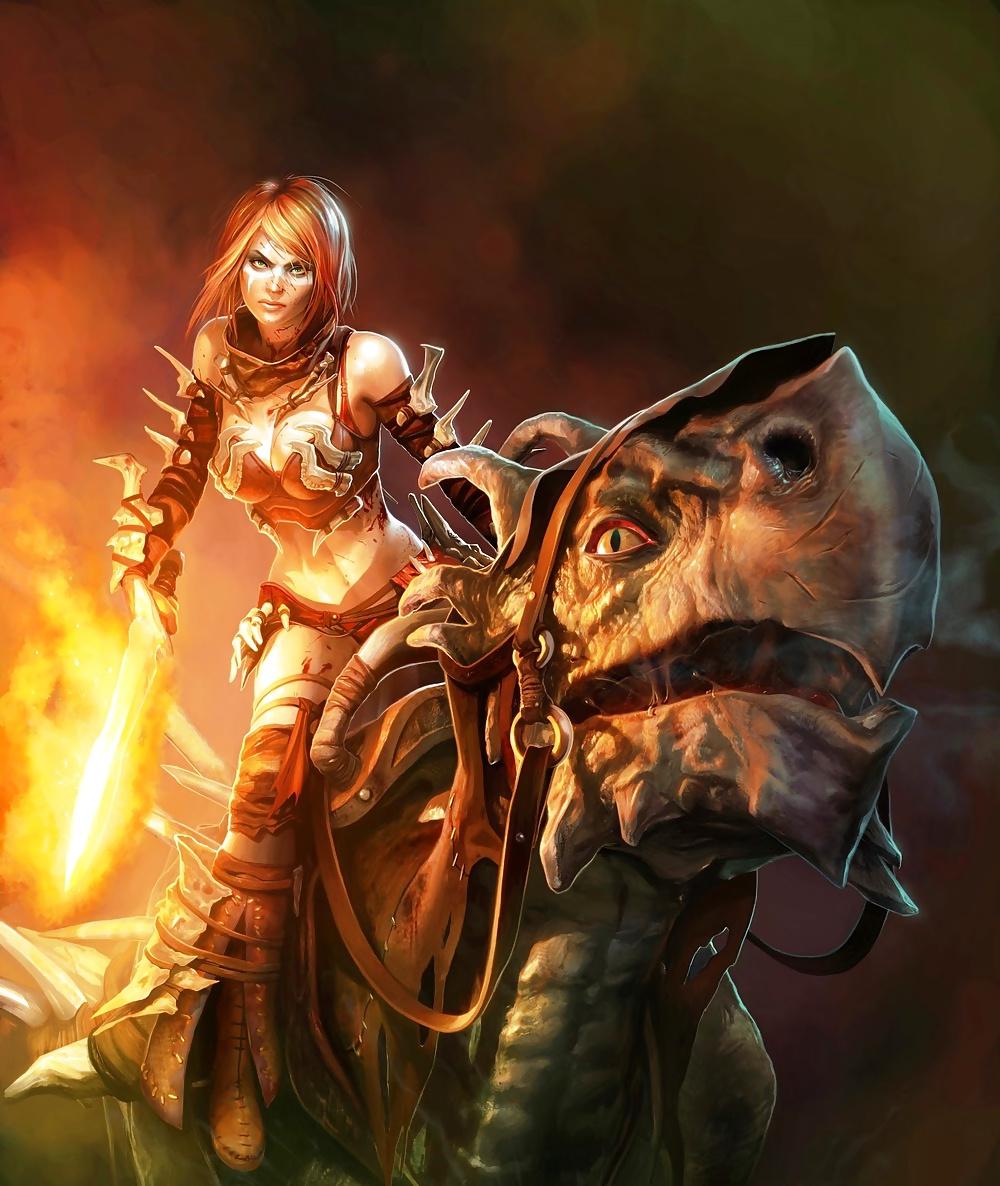 12P Fantasy Women Dragonriders