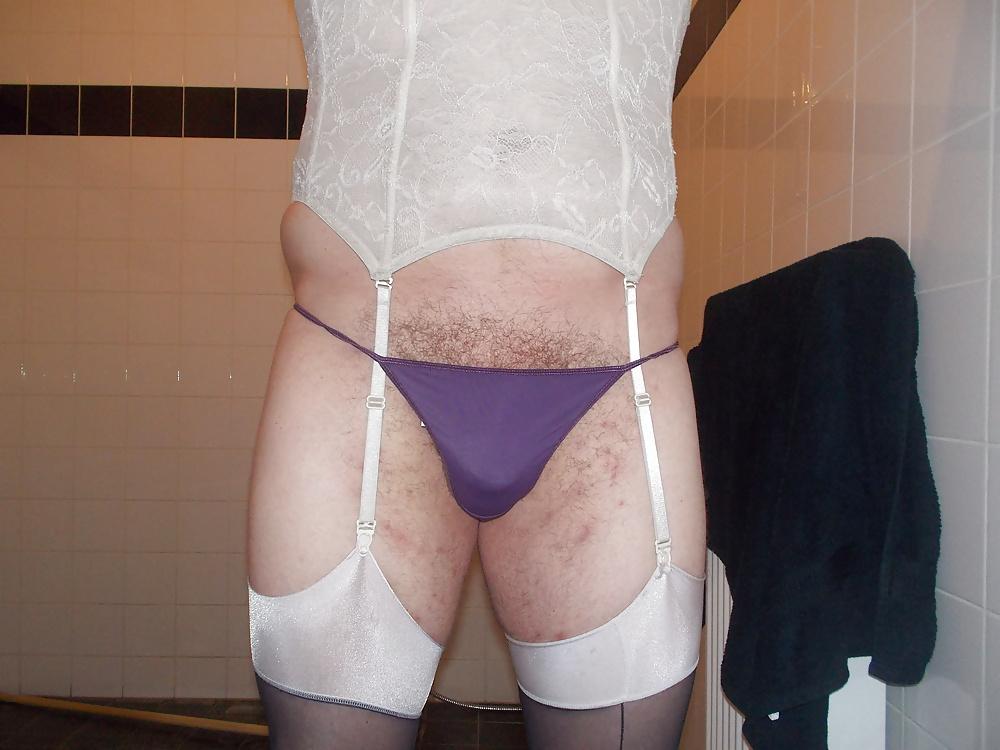 20P My big hairy cock in panties and thong