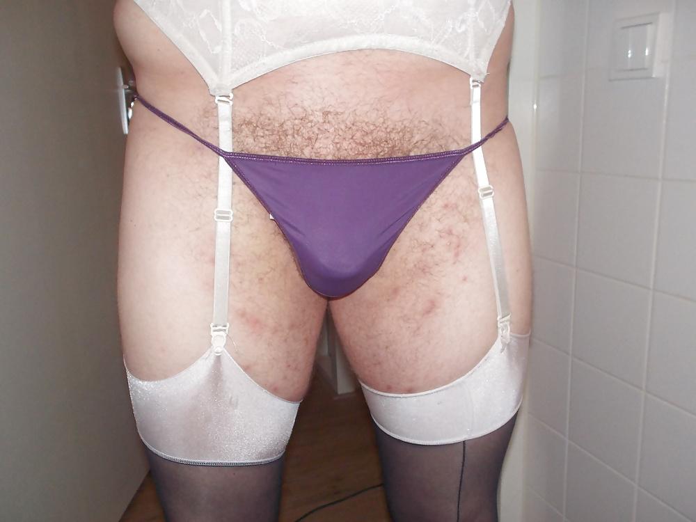 20P My big hairy cock in panties and thong