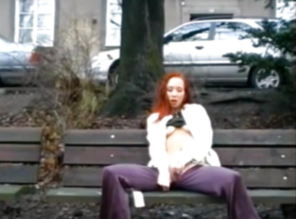 11P Hot Red head fucks Black on Train and in garage