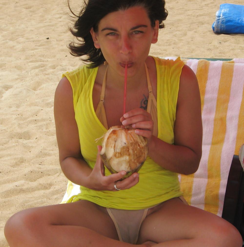 12P Beach voyeur bikini panties mature teen candid tits