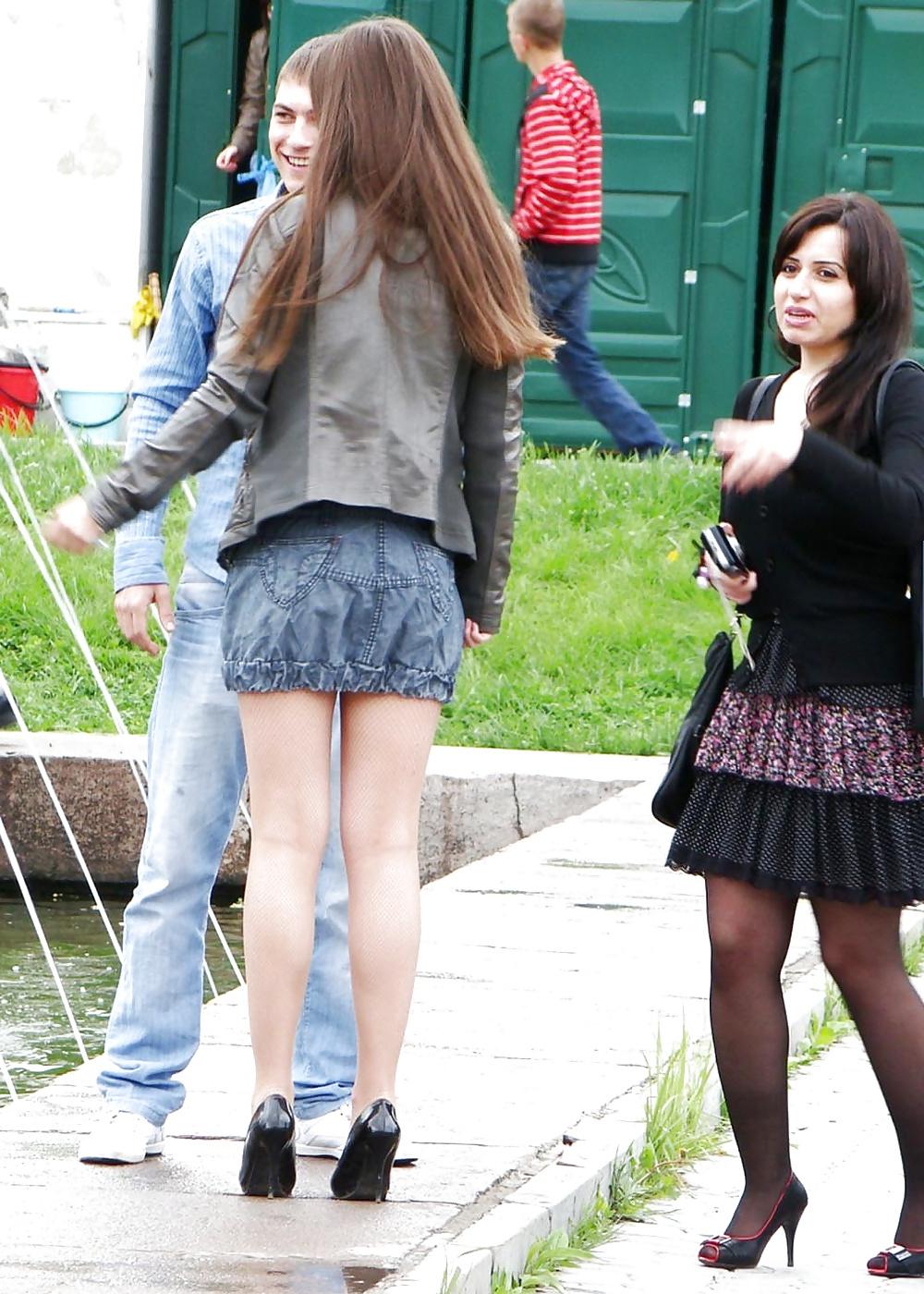 25P In The Streets 116 - Jeans Miniskirt and Long Legs