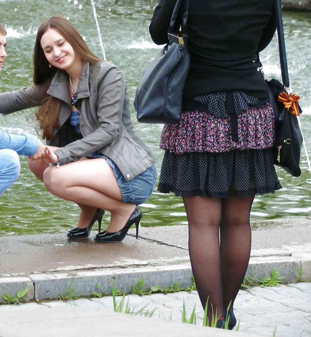 25P In The Streets 116 - Jeans Miniskirt and Long Legs