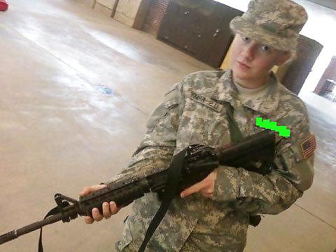 14P Good looking army blonde shows it all