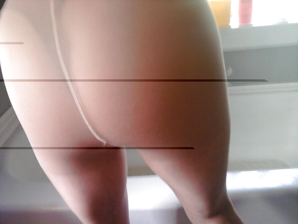 20P Black thong and pantyhose 