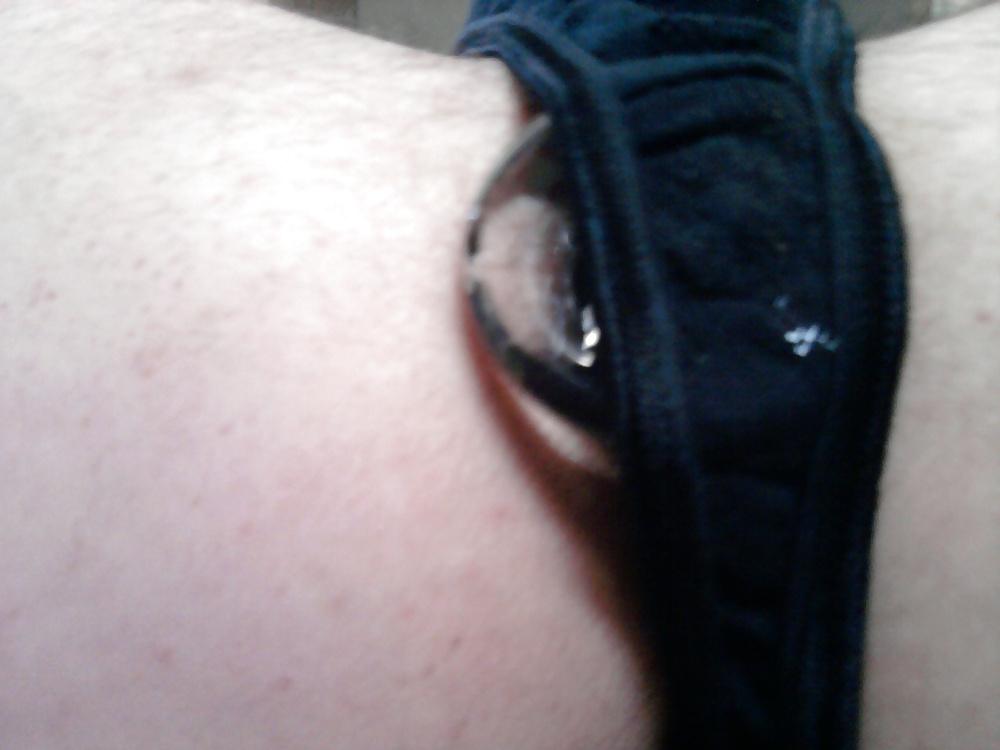 20P Black thong and pantyhose 
