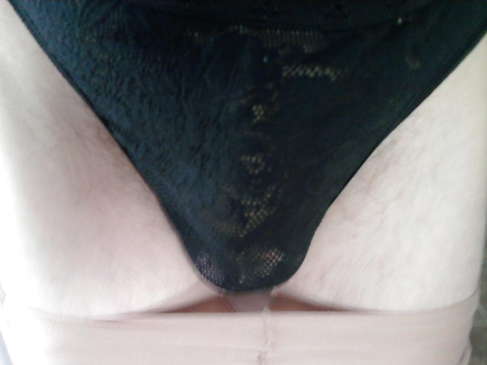 20P Black thong and pantyhose 