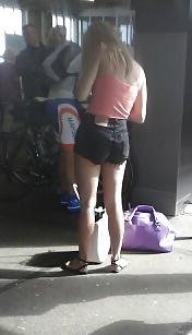 18P Hot girl in black levi's jean shorts