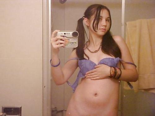 5P Young asian teen strips in mirror