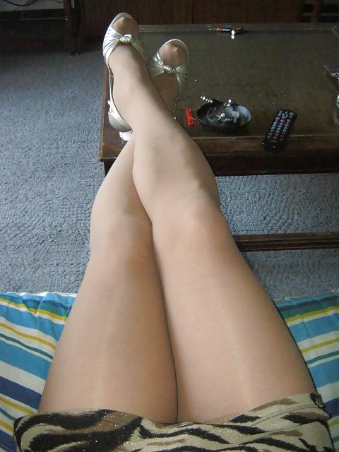 17P My legs in pantyhose miniskirt and heels