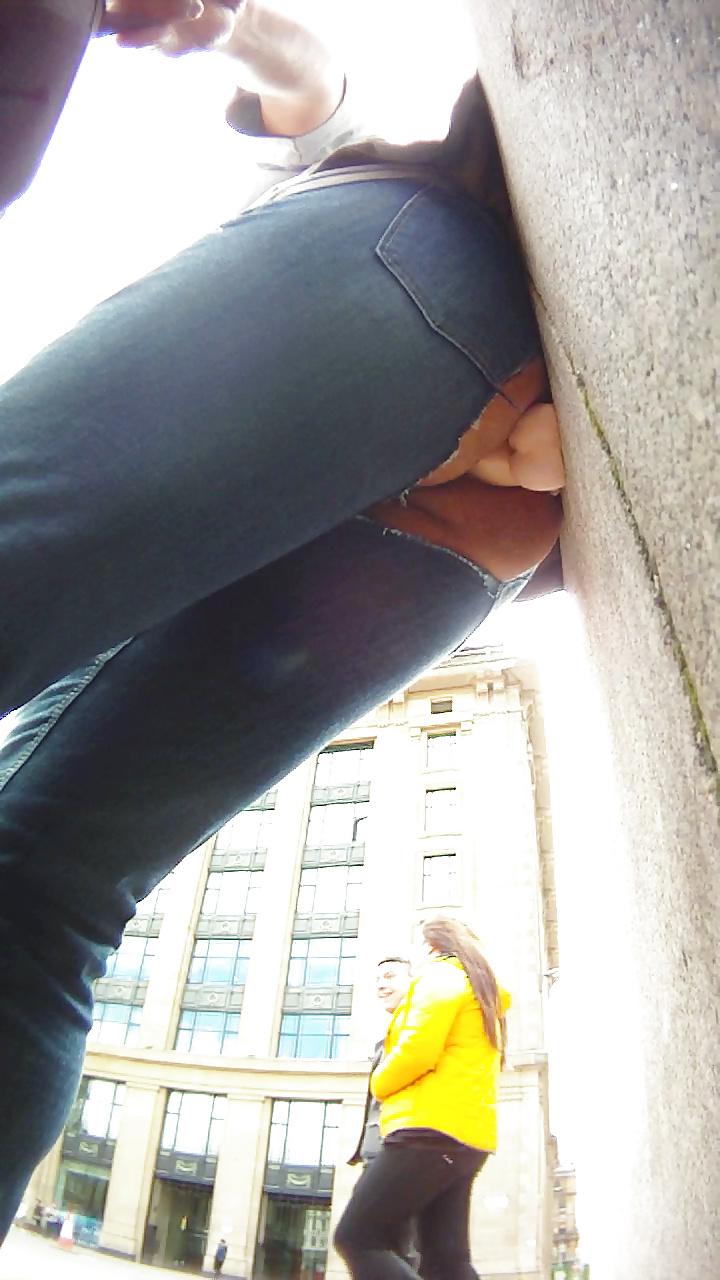 6P Public dildo with people walking past
