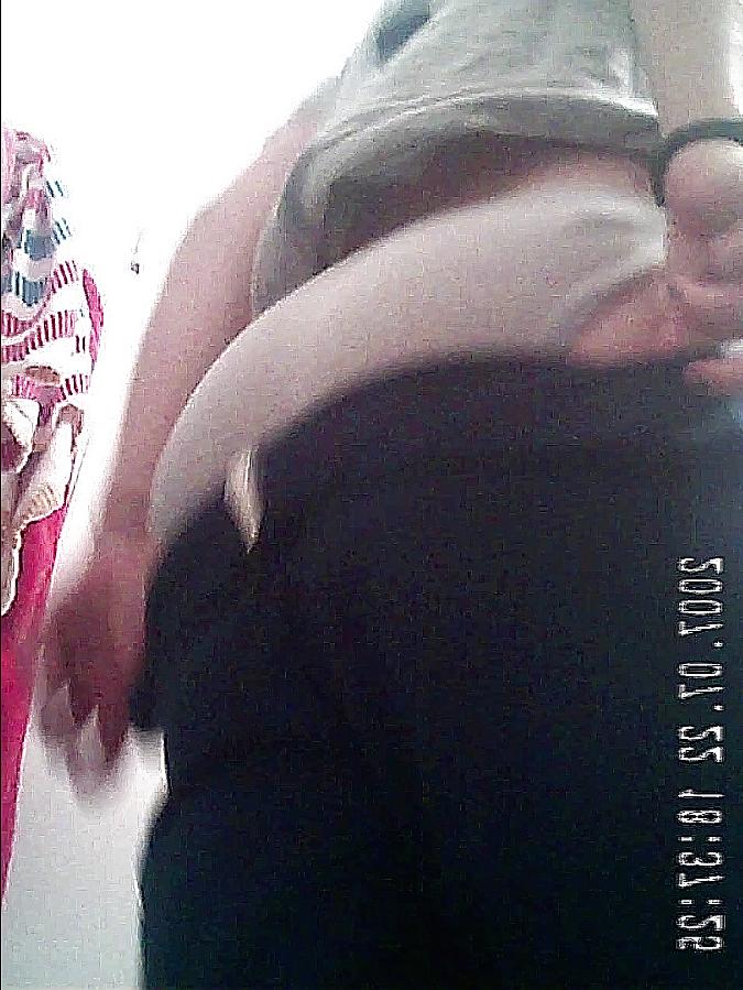 20P College blonde changing in bathroom