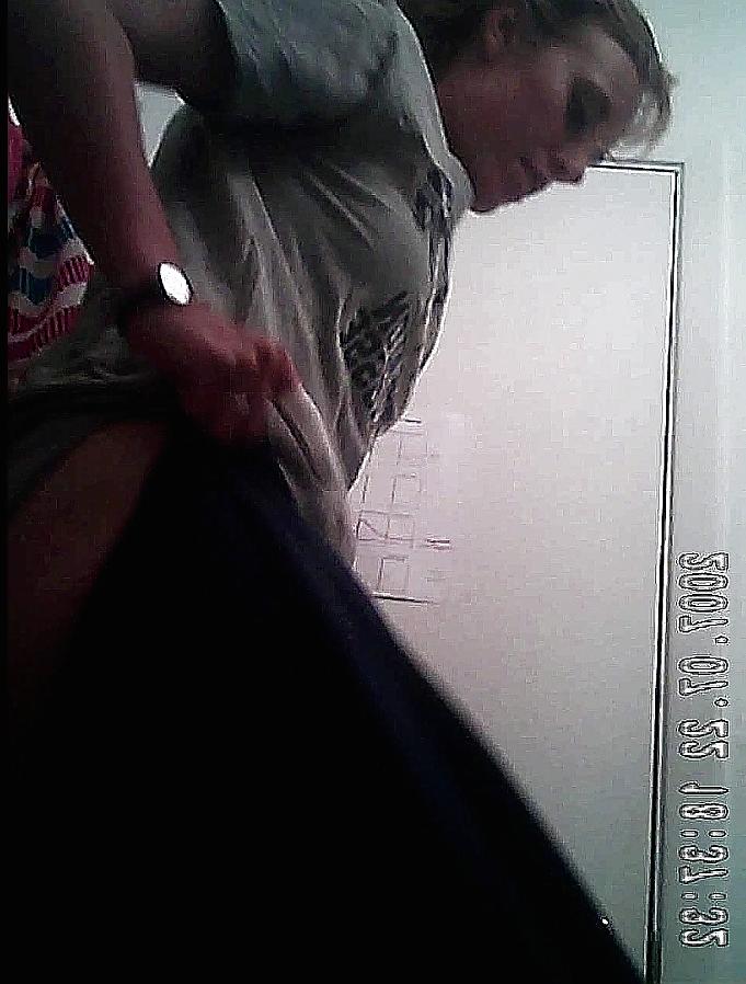20P College blonde changing in bathroom