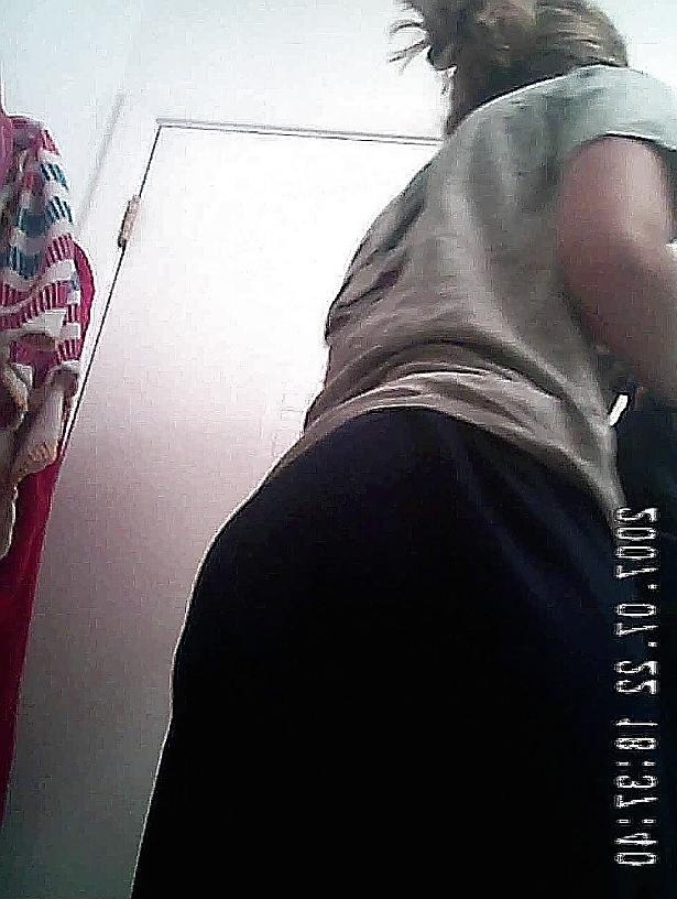 20P College blonde changing in bathroom