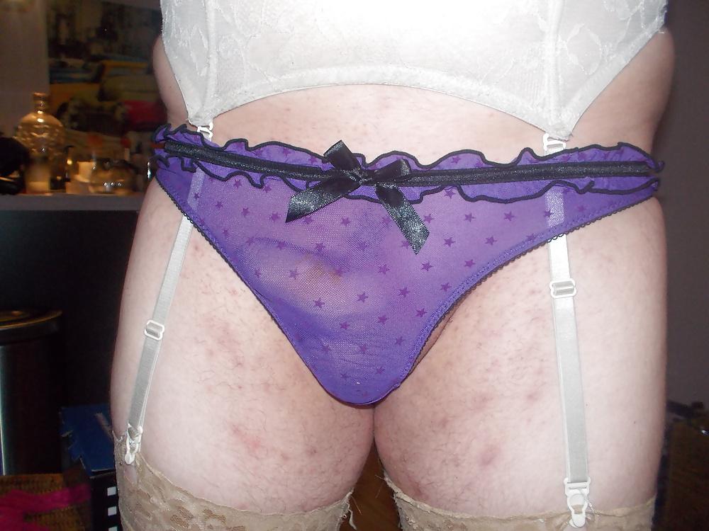 25P Big shaved cock in panties and thong