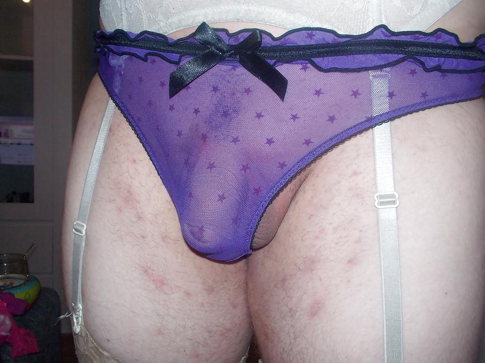 25P Big shaved cock in panties and thong