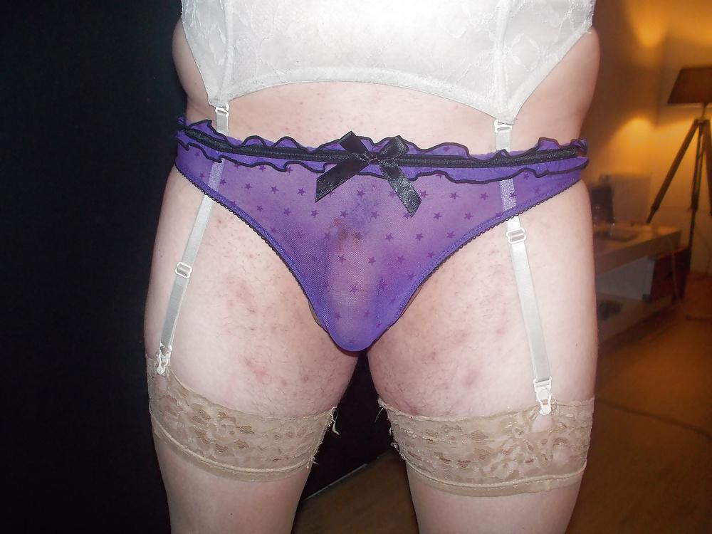 25P Big shaved cock in panties and thong