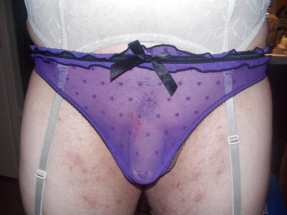 25P Big shaved cock in panties and thong