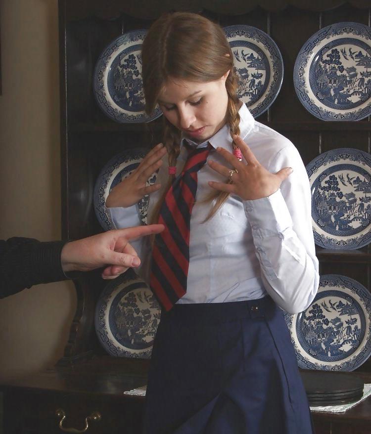 12P Girl in white panties punished by school head.