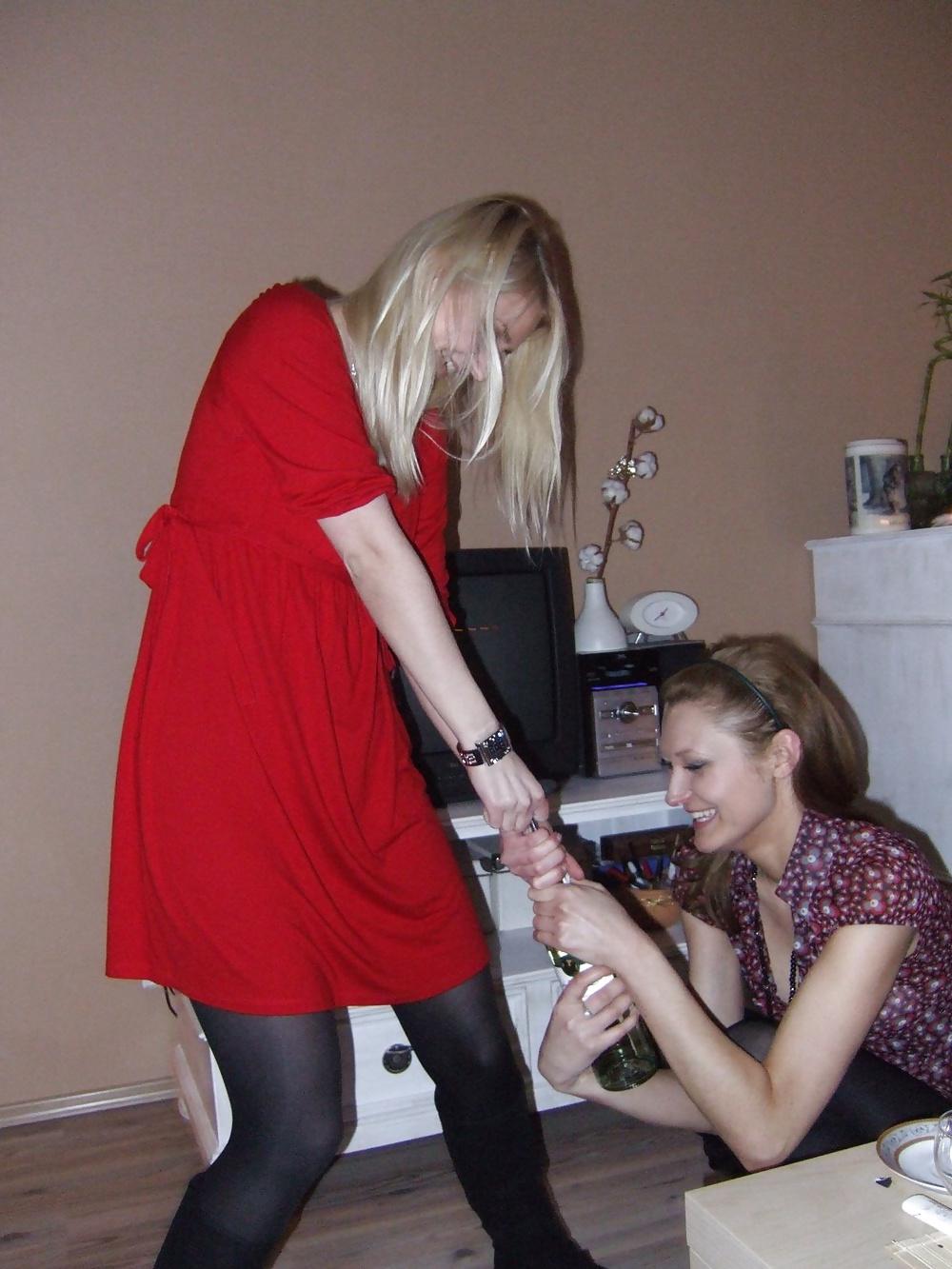 17P Girls Birthday Party, In black shiny pantyhose 