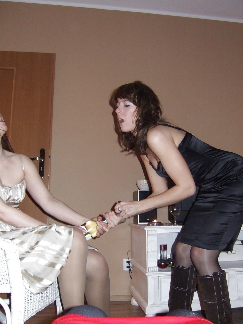 17P Girls Birthday Party, In black shiny pantyhose 