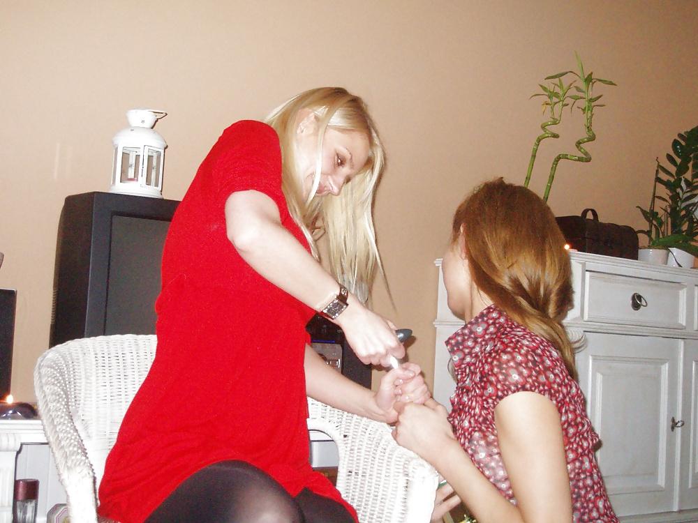 17P Girls Birthday Party, In black shiny pantyhose 