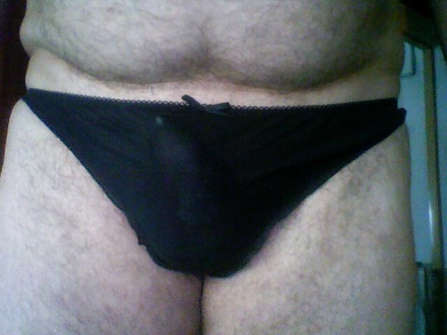 4P Black sheer thong